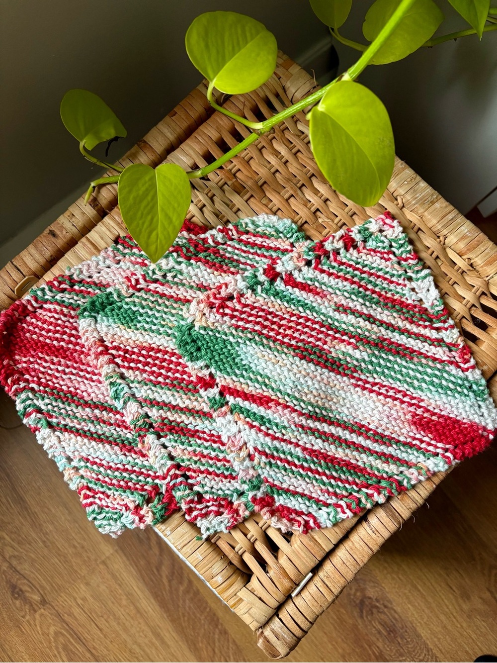 Homemade knit dishcloths